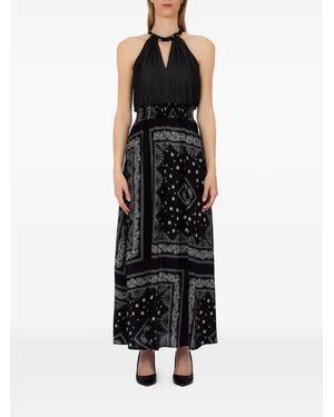 Liu Jo Paisley V-Neck Dress - Black