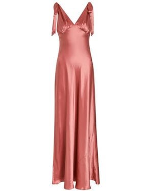 Reformation Pernille Maxi-Dress Met Gestrikte Schouders En Satijnen Afwerking - Wit