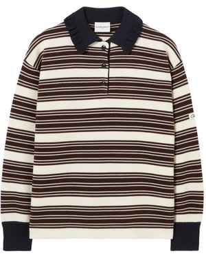 Claudie Pierlot Striped Polo Top - Black