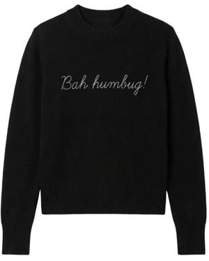 Chinti & Parker Slogan-Embroidered Wool Jumper - Black