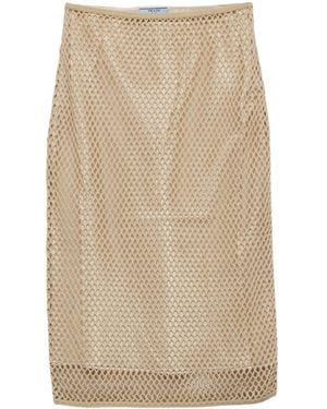 Prada Cotton Midi Skirt - Natural