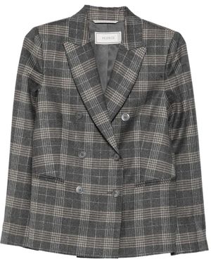 Peserico Double-Breasted Check-Pattern Blazer - Gray