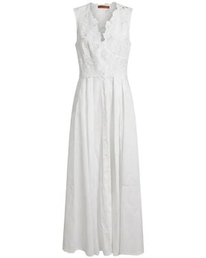 Ermanno Scervino Lace-Trimmed Sleeveless Maxi Dress - White