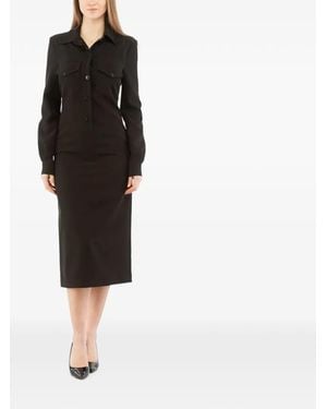 Moschino Button-Up Flap-Pocket Dress - Black