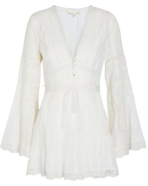 LoveShackFancy Flared-Sleeve Mini Dress - White