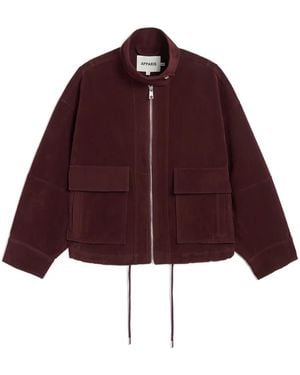 Apparis Kate Faux-Suede Bomber Jacket - Red