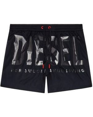 DIESEL Bmbx-Ken-37 Denim-Print Swim Shorts - Black