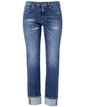 Dondup Jean Crop À Effet Usé - Blue