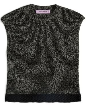 MACCAPANI Giuly Textured Sleeveless Top - Black