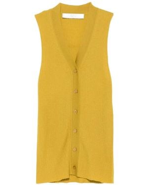 Tela Ribbed-Knit V-Neck Vest - Yellow