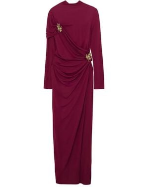 Jonathan Simkhai Izadora Draped Jewel-Embellished Dress - Red