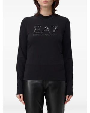 EA7 T-Shirt Con Logo Di Paillettes - Nero