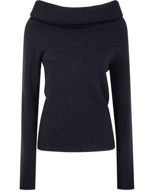 Nuur Cowl-Neck Ribbed Sweater - Blue