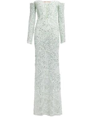 Elie Saab Bead-Embroidered Off-Shoulder Maxi Dress - White