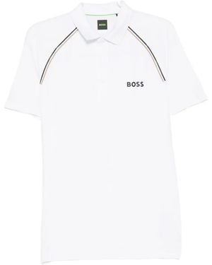 BOSS Logo Striped Polo Shirt - ホワイト