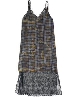 Bimba Y Lola Plaid Lace Midi Dress - Grey