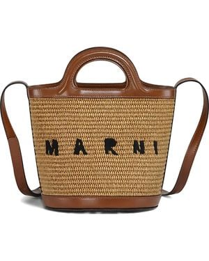 Marni Kleine Tropicalia Beuteltasche mit Logo - Braun