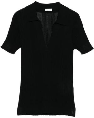 Roberto Collina Collared Ribbed Top - Black