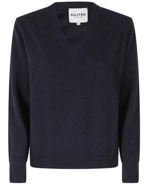 Kujten Lita V-Neck Cashmere Sweater - Blue
