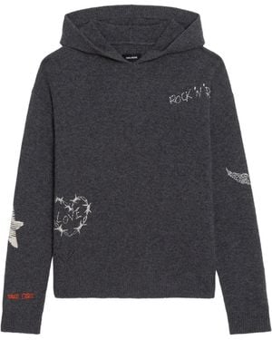 Zadig & Voltaire Markyz Embroidered Hooded Jumper - Grey