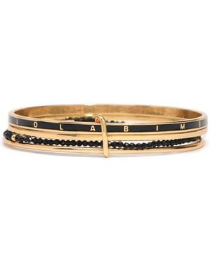 Bimba Y Lola Pulsera De Metal Con Cristales Y Logo Negro - Metálico
