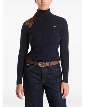 GANT Pull En Maille Torsadée À Col Roulé - Blue