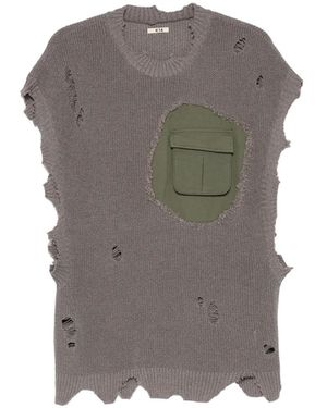 KHOKI Distressed Pocket T-Shirt - Grey