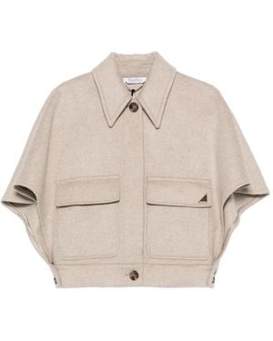 Max Mara Dream Button-Up Cape Jacket - Natural