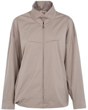 N°21 High-Neck Zip-Up Bomber Jacket - Grey