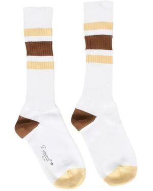 DSquared² Logo-Print Striped Socks - White