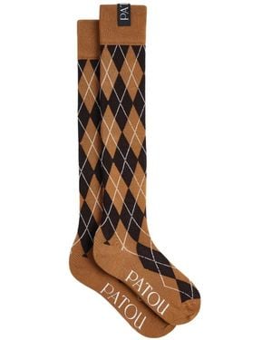 Patou Argyle-Knit Knee-High Socks - White