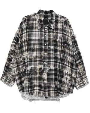 R13 Frayed Plaid Shirt - Grey