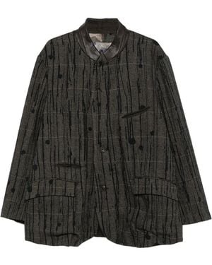 Ziggy Chen Blazer A Cuadros Con Motivo De Salpicadura De Pintura - Negro