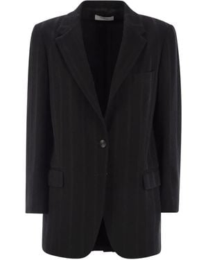 SAULINA Antonia Flap-Pocket Single-Breasted Jacket - Black