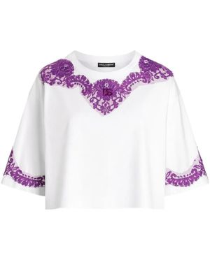 Dolce & Gabbana レースディテール Tシャツ - パープル