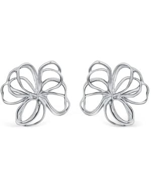 Oscar de la Renta Floral Drop Earrings - White