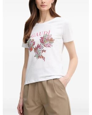 GAUDI T-Shirt Mit Blumen-Print - Weiß