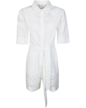 P.A.R.O.S.H. Belted Eyelet Playsuit - White