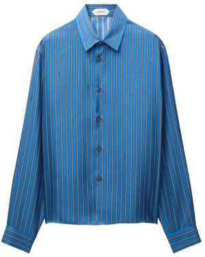 Versace Printed Silk-Twill Regular Shirt - Blue