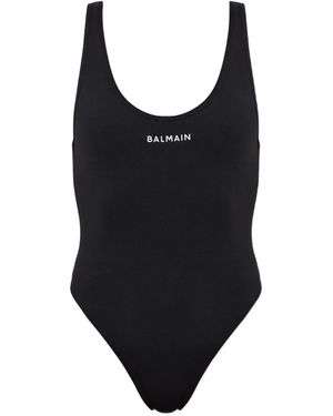 Balmain Logo-Print Swimsuit - Black
