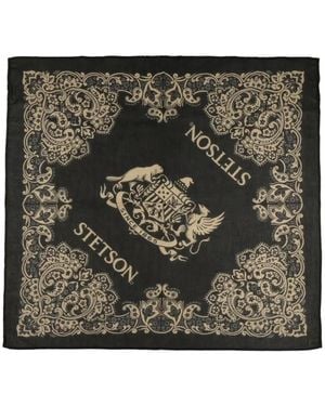 Stetson Logo-Print Paisley-Pattern Scarf - Black