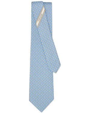 Ferragamo Dylan Print Silk Tie - Azul