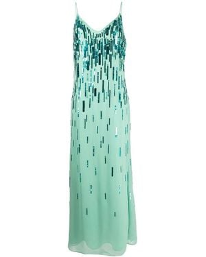 Amen Sequin-Embellished V-Neck Gown - Green