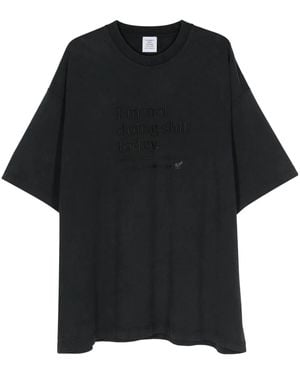 Vetements Slogan-Embroidered T-Shirt - Black