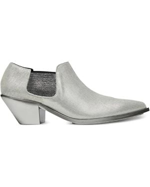 Junya Watanabe Metallic-Effect Pointed-Toe Chelsea Boots - Gray