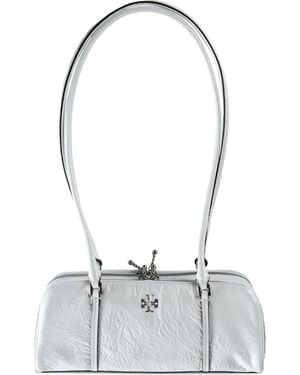 Tory Burch Leather Cylindrical Shoulder Bag - White