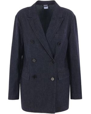 Aspesi Double-Breasted Denim Blazer - Blue