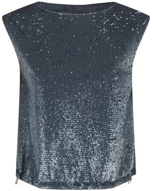 Herno Top Verfraaid Met Pailletten - Blauw