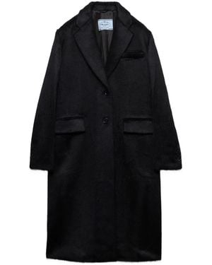 Prada Velvet Single-Breasted Coat - Black