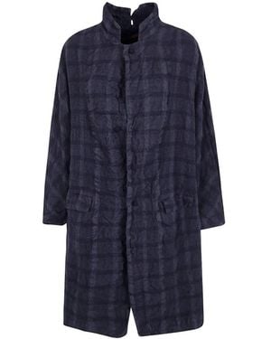 Daniela Gregis Check-Pattern Single-Breasted Coat - Blue